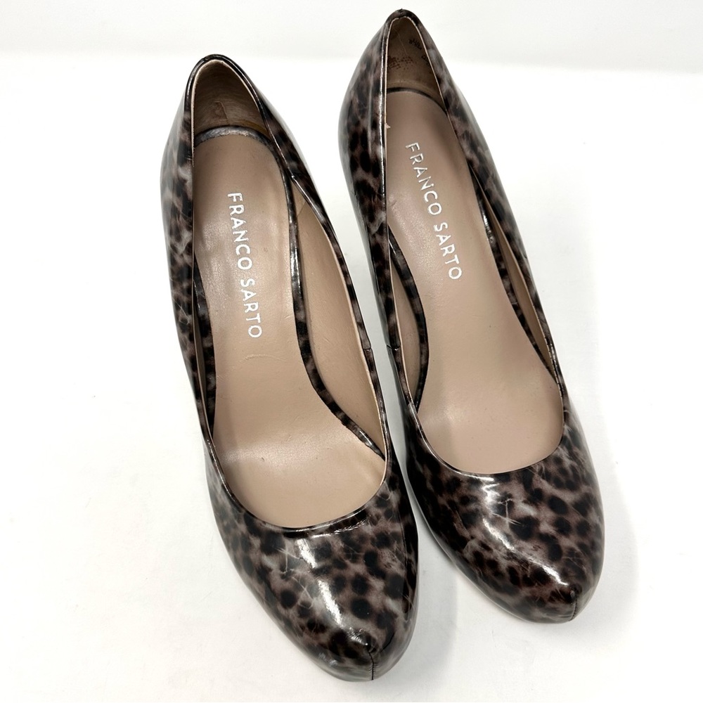 Franco Sarto Cicero Womens Platform Leopard Patent Block Heel Pump - Picture 3 of 8